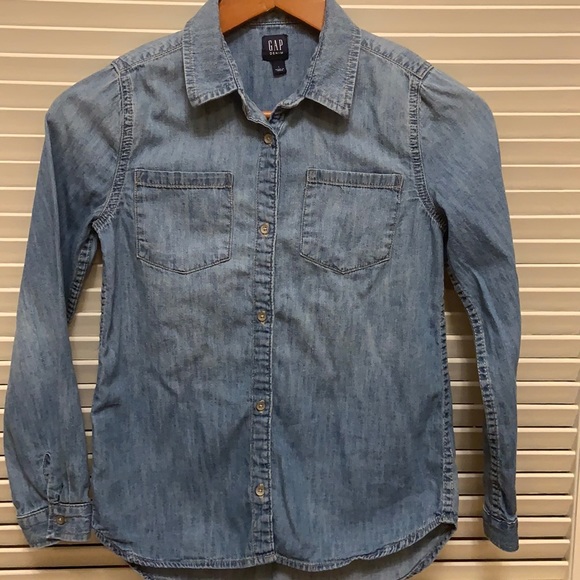 Gap Denim Button Down Shirt Girls Large 